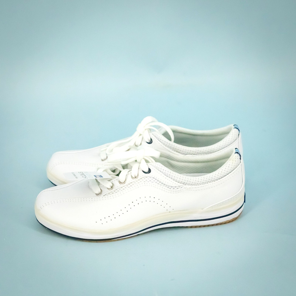 Keds Size 7 White Leather Micro Stretch Low Lace Up Comfort Sneakers Shoes NEW - Picture 3 of 9